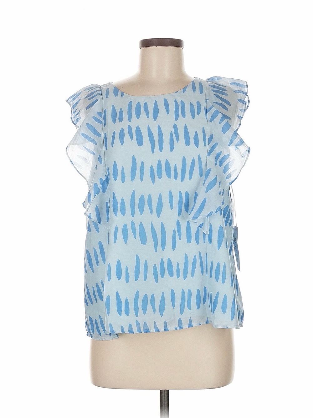 J. Marie NWT Light Blue Printed Ruffle Sleeve Tank Top